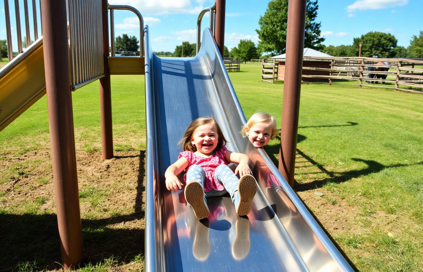 Children sliding at Mabie Farm Park